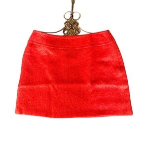 Vtg 90s Mark Eisen for Henri Bendel Mini Skirt Alpaca Wool Orange Soft Mohair 12